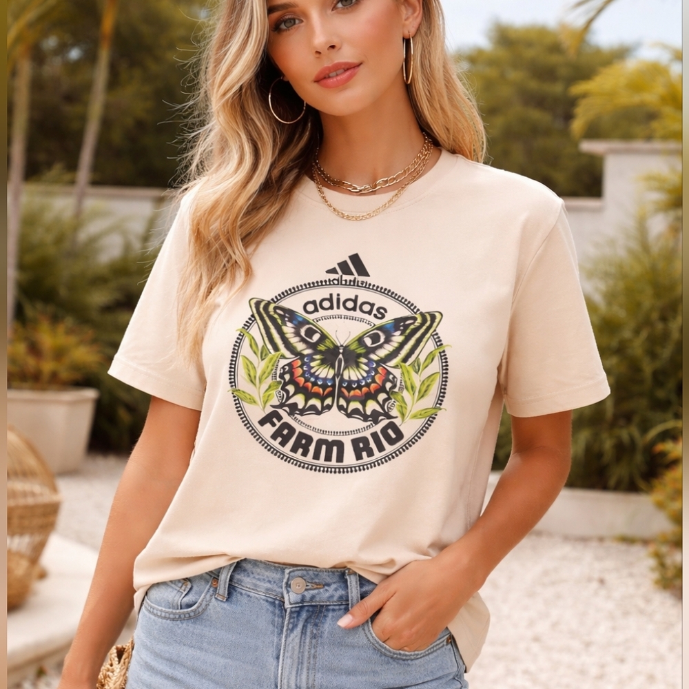Adidas x Farm Rio Butterfly Graphic T-Shirt, NWT